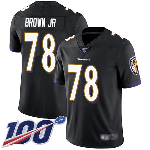 Baltimore Ravens Limited Black Men Orlando Brown Jr. Alternate Jersey NFL Football 78 100th Season Vapor Untouchable